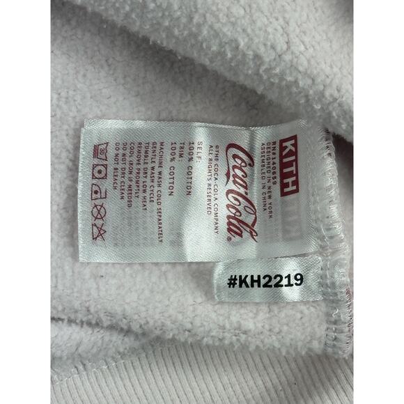 Kith Coca-Cola Hoodie Sweatshirt Sz Large Burgundy White All Over Logo AOP Print - Picture 11 of 15
